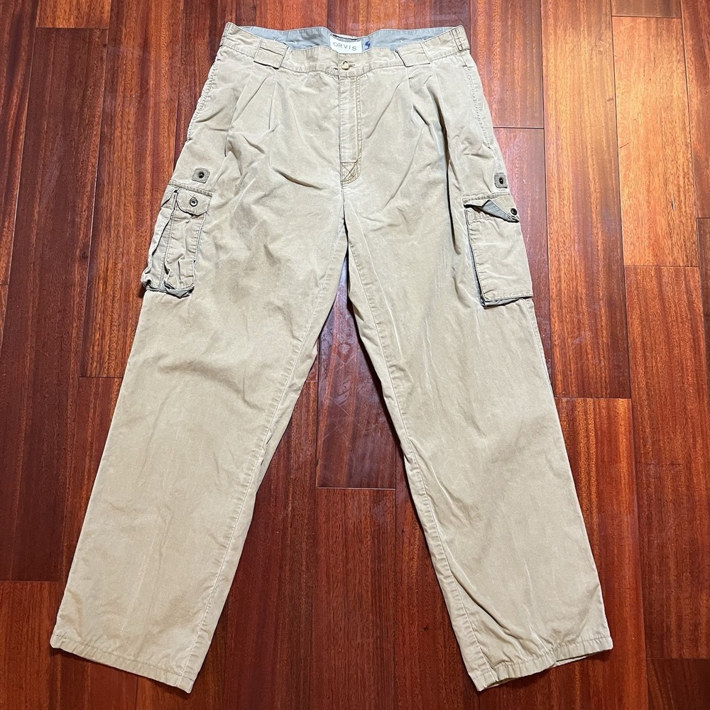 Vintage Orvis Pants 36 35x29 Cargo Utility Outdoors Field Hunting Pleated Y2K